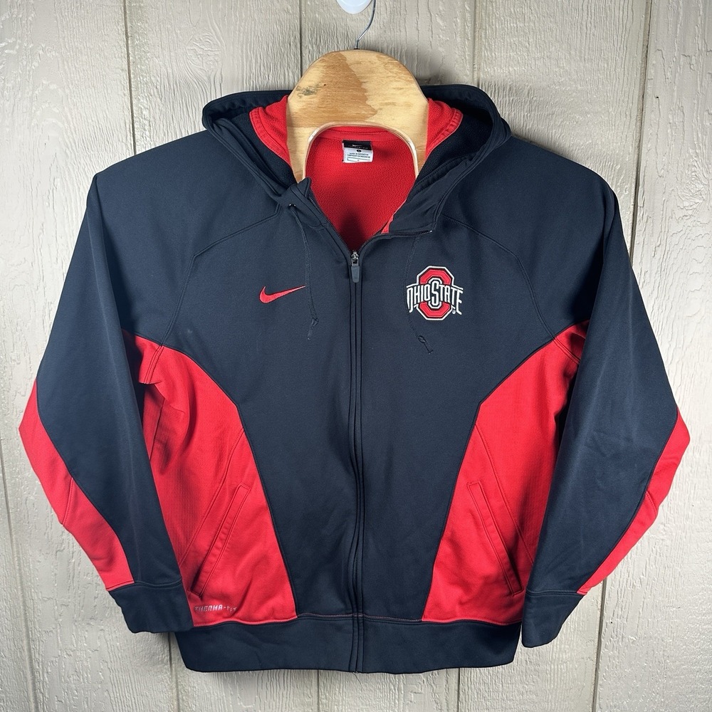 Nike Ohio State Buckeyes Therma-FIT Full Zip Hoodie Mens Large Black NCAA Jacket